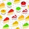 vector seamless background with fruit cakes and sweets