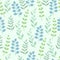 Vector seamless background of various green plant leaves, hand drawn botanical illustrations, floral decorative patterns,
