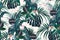 Vector seamless beautiful artistic bright tropical pattern with exotic forest.