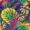 Vector seamless beautiful artistic bright tropical pattern with monstera leaf, frond, split leaf, philodendron, summer