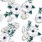 Vector seamless beautiful artistic white Blooming flowers patter