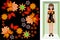 Vector seamless beautiful floral pattern for womenâ€™s fabric, wrapping, scarf. Cartoon brunette doll in a cardboard box