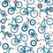 Vector seamless bicycle color pattern with borders