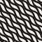 Vector Seamless Black and White Hand Drawn Diagonal Wavy Shapes Pattern