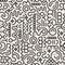 Vector Seamless Black And White Line Art Geometric Doodle Pattern