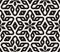 Vector Seamless Black and White Rounded Floral Star Oriental Hexagonal Pattern