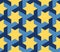 Vector Seamless Blue Yellow Geometric Star Triangle Shape Tessellation Pattern