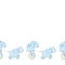 Vector seamless border of cute cartoon elephants on white background. Funny elephant on unicycle