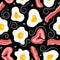 Vector seamless breakfast pattern with egg, bacon.