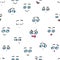 Vector seamless cartoon smileys faces pattern. Funny avatar emotions isolated.