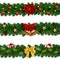 Vector seamless Christmas decorated garlands