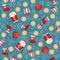 Vector seamless Christmas pattern background with Santa Claus