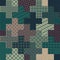 Vector Seamless Cross Quilt Patchwork Pattern In Green and Tan Colors