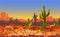 Vector seamless desert horizontal landscape