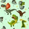Vector seamless with Dinosaur and eggs for your design textile, wallpapers, fabric, posters. Funny dinosaurs and
