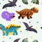 Vector seamless with Dinosaur and eggs for your design textile, wallpapers, fabric, posters. Funny dinosaurs and