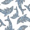 Vector seamless dolphin pattern