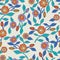 Vector seamless doodle pattern with decorative flowers. Hand drawn nature multicolor background