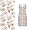 Vector seamless embroidery, floral pattern of leaves and rose on classic women`s dress mockup. Vector illustration. Hand