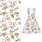 Vector seamless embroidery, floral pattern of leaves and rose on classic women`s dress mockup. Vector illustration. Hand-drawn or