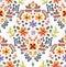 Vector seamless embroidery pattern, decorative textile ornament, pillow or bandana decor. Bohemian handmade style