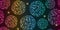 Vector seamless festive pattern with rainbow gradient balls