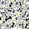 Vector seamless flat hand drawn dog pattern