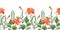 Vector seamless floral border, pattern. Orange color lilies, daylilies, green wormwood, quinoa, coronÃ­lla.
