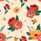 Vector seamless floral pattern with bouquets of poppies. Vintage background for wallpaper, fabric, digital paper.