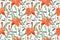 Vector seamless floral pattern. Orange color lilies, daylilies, green wormwood, quinoa, coronÃ­lla.