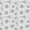 Vector Seamless Floral Pattern, Outline Flowers, Black and White Sketch Illustration, Endless Background.