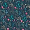 Vector seamless floral pattern. Romantic cute