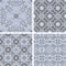 Vector seamless floral patterns in blue and brown