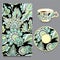 Vector seamless floral russian or slavs pattern with cup and pla