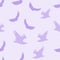 Vector seamless flying birds conversation pattern, spring summer, tender romantic violet background