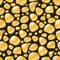 Vector Seamless geometric abstract pattern, golden volumetric rounded drops