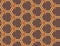 Vector seamless geometric pattern. Shaped light brown line hexagons, brown triangles, dark brown background