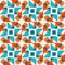 Vector Seamless Geometric Rounded Triangle Shapes Square Teal Orange Pattern On White Background