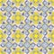 Vector Seamless Geometric Square Triangle Circle Shapes Yellow Blue Quilt Pattern