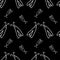 Vector seamless Halloween pattern with white line on black background.Festive,modern,horror,mystical print