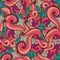 Vector seamless hand drawn abstract swirl floral