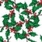 Vector seamless hand drawn Holly pattern.