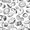 Vector seamless hand drawn nuts pattern.