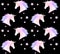 Vector seamless holographic pastel unicorn horse head pattern on black background