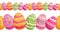 Vector seamless horisontal border with easter eggs. Happy Easter ornaments and decorative elements