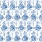 Vector seamless ikat indigo pattern