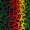 Vector seamless kwanzaa pattern with colored leopard print. Animal print. Cheetah african print on color background.