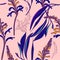 Vector seamless leaves and florals pattern. Botanical fabric illustration. Wedding design, event banner decoration