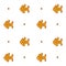 Vector seamless marine pattern with golden fishes and dots.