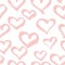 Vector seamless modern heart pattern. Trendy ink hand drawn illustration.